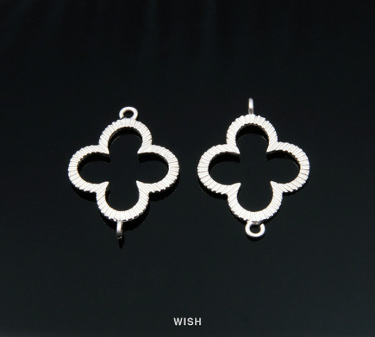 Clover Connectors in Matte Rhodium, Clover Charms / MMRH-121-C
