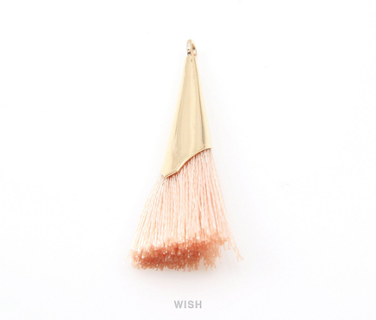 Peach Thread Tassel with Cone Cap in Gold / TPCG-005-T
