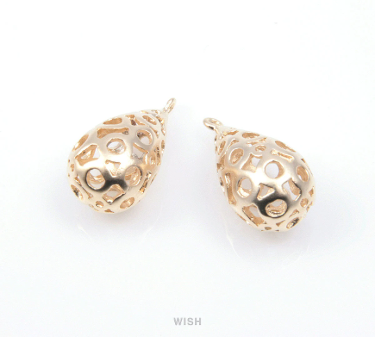 Circles in Teardrop Pendants in Matte Gold, Teardrop Charm / MMG-154-P