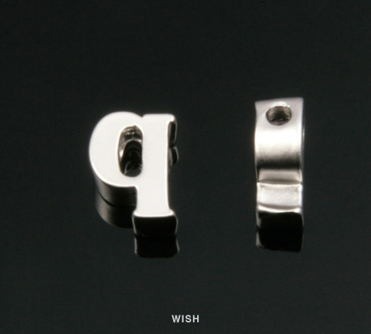 Lower Case Letter "q" in Matte Rhodium, Small Letter "q"/ MMRH-002-B (q)