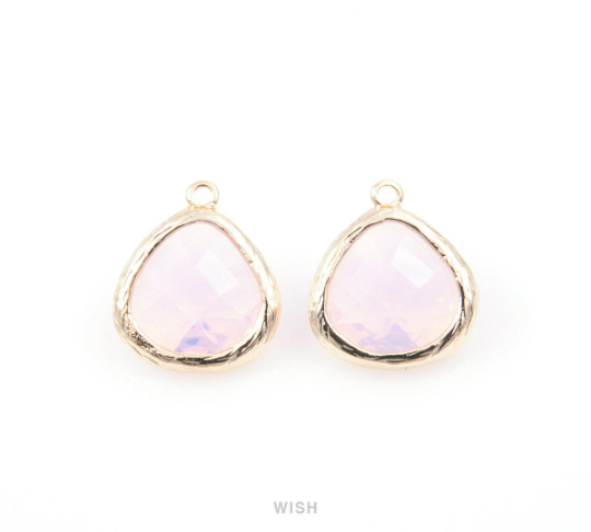 Violet Opal Faceted Glass Drop Charm in Gold, Violet Opal Charms / GVOG-036-P