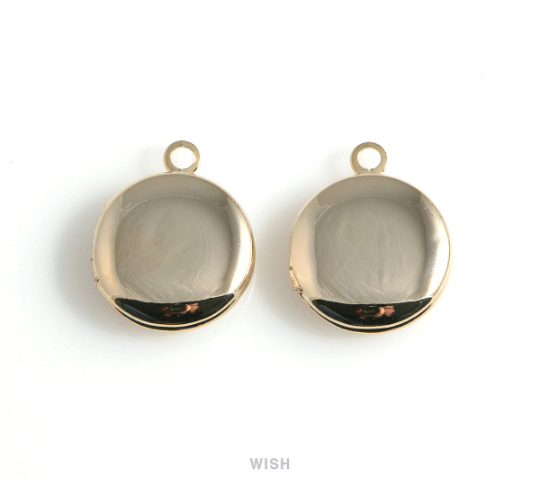 Elegant Round Gold Locket, Round Locket Charm / MG-474-P