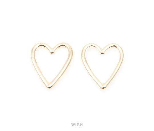 Heart Outline Pendants in Gold, Heart Charm / MG-013-P