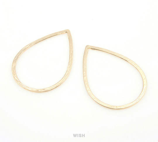 Open Teardrop Pendants in Matte Gold, Teardrop Outline Charms / MMG-193-P