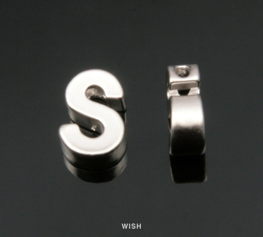 Upper Case Letter "S" in Matte Rhodium, Capital Letter "S" / MMRH-001-B (S)