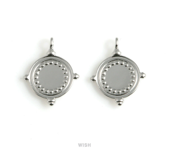 Steering Pendants in Matte Rhodium, Steering Wheel Charm / MMRH-528-P