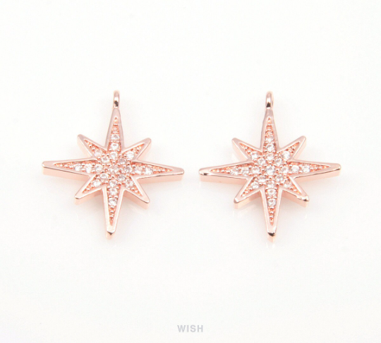 The North Star Cubic Zirconia Pendants in Rose Gold, the Lodestar Charms / CRG-043-P