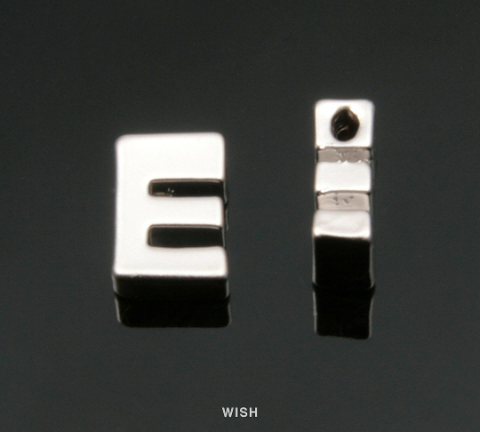 Upper Case Letter "E" in Matte Rhodium, Capital Letter "E"/ MMRH-001-B (E)