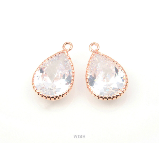 Pear Cubic Zirconia Pendants in Rose Gold, Drop Cubic Gem / CRG-034-P (Large)