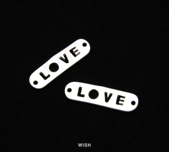 Love Bar Pendants in Matte Rhodium, Bar Charms / MMRH-114-P