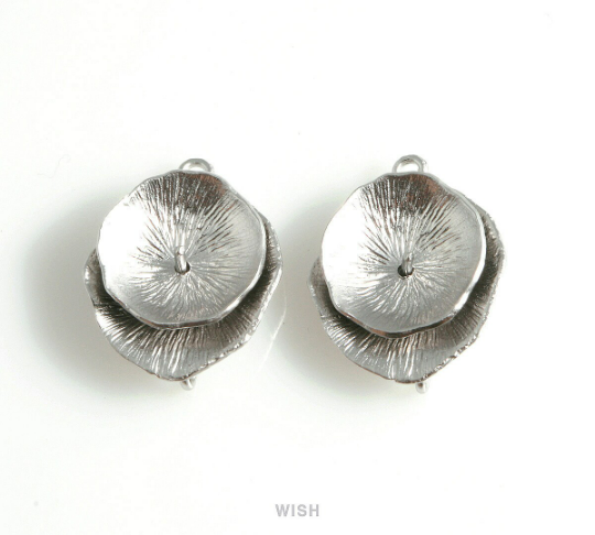 Lotus Leaf Connectors in Matte Rhodium, Lotus Leaf Charm/ MMRH-411-C