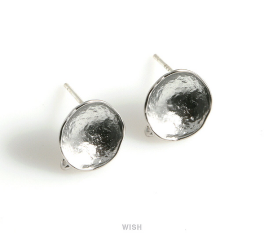 Concave Stud Earrings in Matt Rhodium, Concave Ear Studs / MMRH-486-E