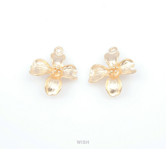 Orchid Flower Connectors in Matte Gold, Flower Charms / MMG-128-C