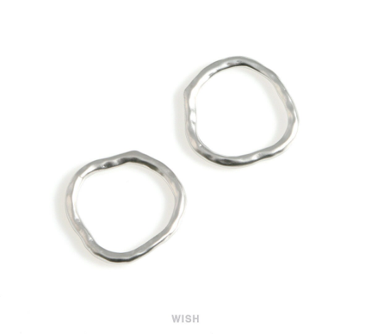 Hammered Circle Pendants in Matte Rhodium, Hammered Circle Charm / MMRH-572-P
