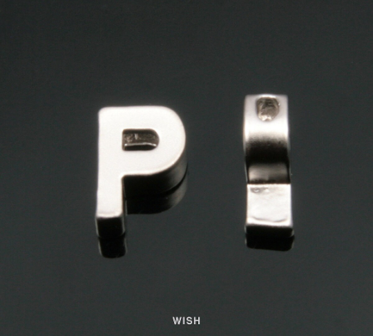 Upper Case Letter "P" in Matte Rhodium, Capital Letter "P" / MMRH-001-B (P)