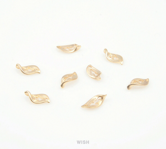 Fallen Leaves Pendants in Matte Gold, Small Leaves Charms / MMG-152-P