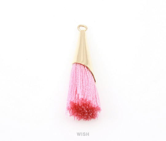 Pink Thread Tassel with Cone Cap in Gold/ TPKG-005-T