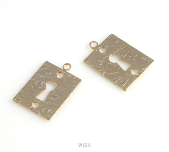 Keyhole Pendants in Matte Gold, Keyhole Charm / MMG-594-P