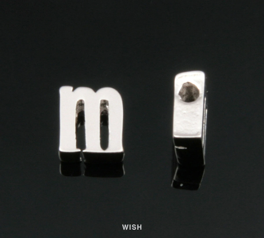 Lower Case Letter "m" in Matte Rhodium, Small Letter "m" / MMRH-002-B (m)