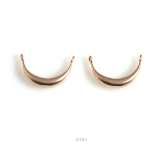 Crescent Pendants in Matte Rose Gold, Crescent Horn Charms/ MMRG-660-P