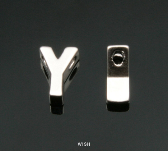 Upper Case Letter "Y" in Matte Rhodium, Capital Letter "Y" / MMRH-001-B (Y)