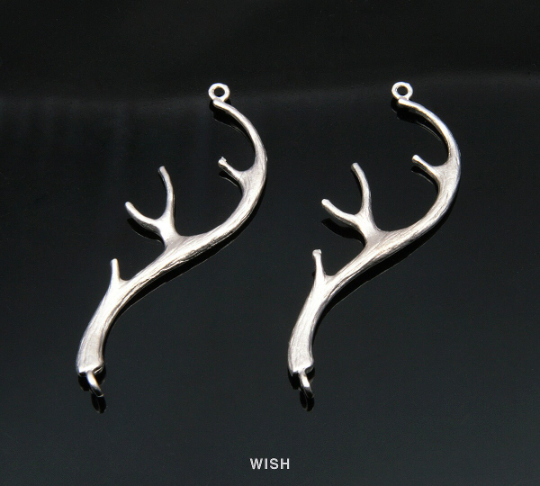 Antler Connectors in Matte Rhodium, Antler Charm / MMRH-149-C