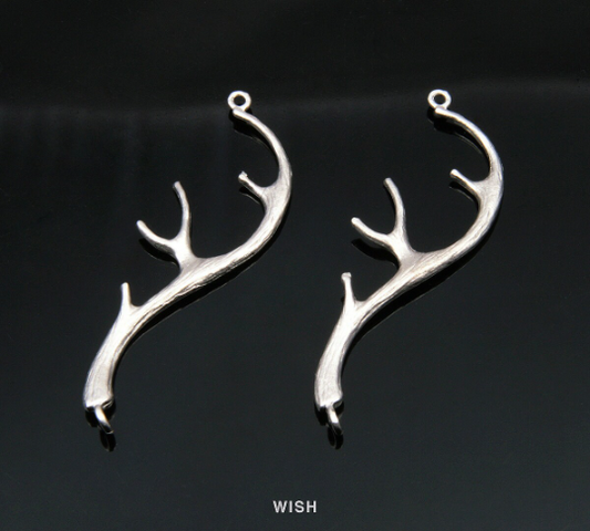 Antler Connectors in Matte Rhodium, Antler Charm / MMRH-149-C