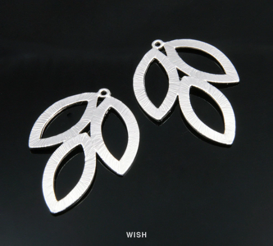 3 Marquise Pendants in Matte Rhodium, Marquise Charm / MMRH-180-P