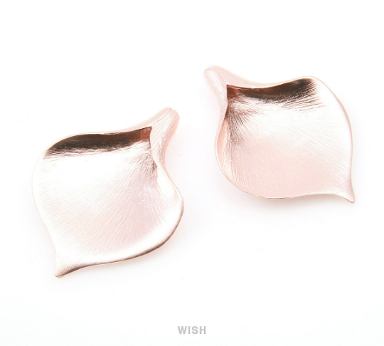 Calla Petal Pendants in Matte Rose Gold, Stripe Calla Leaf Charm /MMRG-073-P (Large)