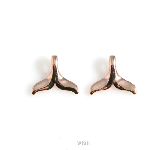Medium Whale Tail Pendant in Rose Gold, Mermaid Tail Charm / MRG-549-P