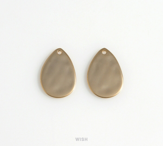 Small Hammered Drop Charm in Matte Gold, Hammered Teardrop Pendants /MMG-631-P