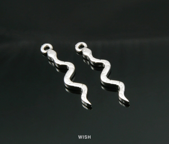 Viper Pendants in Matte Rhodium, Snake Charms /MMRH-010-P