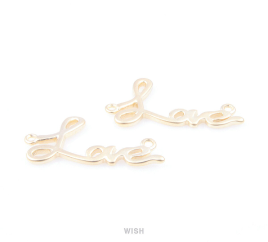 Love Words Pendants in Matte Gold, Love Letter Charms / MMG-050-P