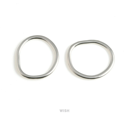 Crooked Circle Pendants in Matte Rhodium, Unique Shaped Circle Charm / MMRH-604-P