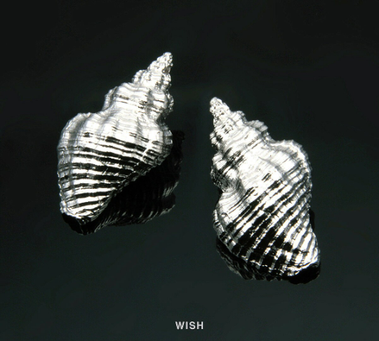 Seashell Pendant in Matte Rhodium, Seashell Necklace Charm /MMG-214-P