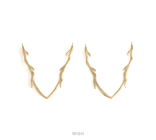 Chevron Antler Pendants in Matte Gold, Large Antler Charms / MMG-706-P