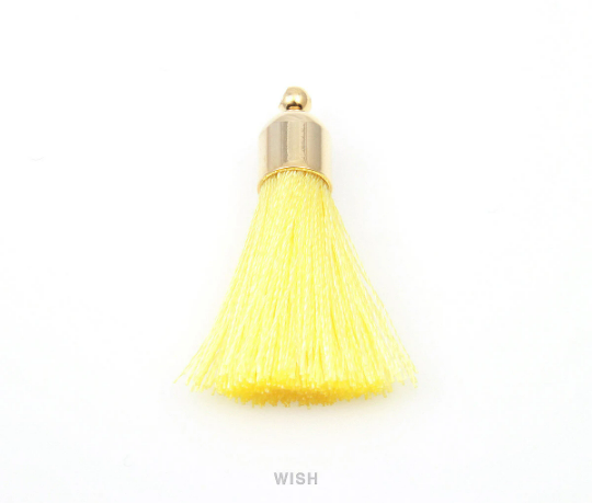 Yellow Thread Tassel with Bell Cap in Gold / TYWG-001-T (Small)