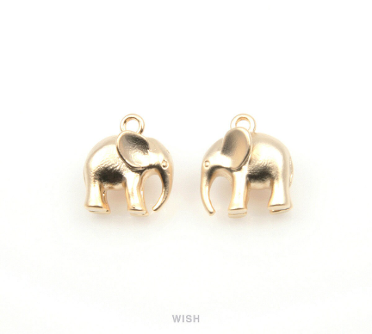 Elephant Pendants in Matte Gold, Solid Elephant Charm / MMG-167-P (Large)