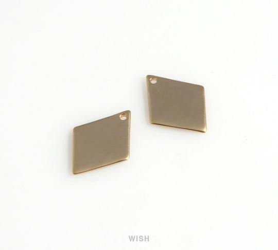 Hammered Diamond Charm in Matte Gold, Hammered Rhombus Pendants / MMG-634-P (Small)