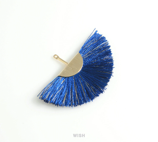 Semicircle Navy Gold Thread Tassel in Gold, Semicircular Navy Thread Pendant / TNVG-009-T