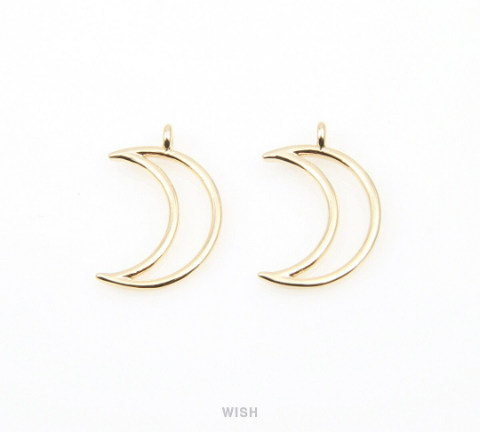 Crescent Outline Pendants in Gold, Crescent Charm /MG-015-P