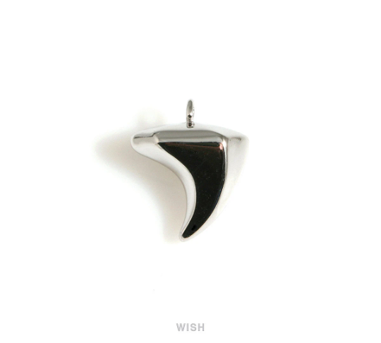 Tooth Shape Pendants in Rhodium, Tooth Shape Charms / MRH-693-P