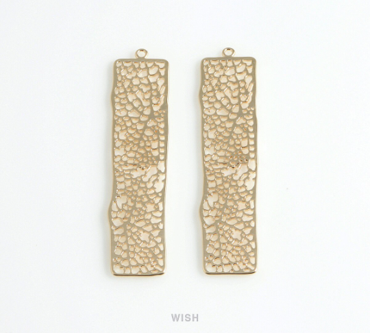 Mesh Bar Pendants in Gold, Rectangle Net Charms / MG-054-P