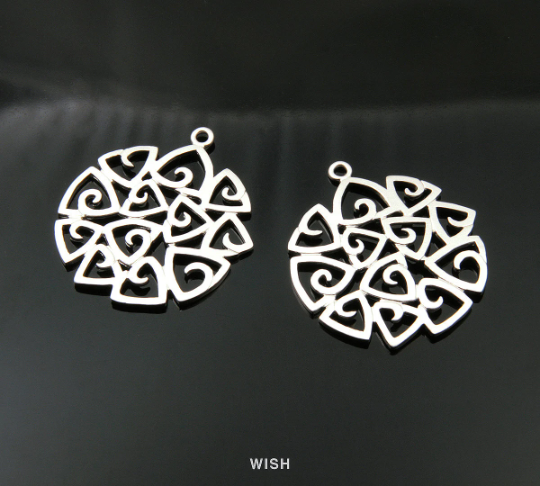 Multi Triangle Pendants in Matte Rhodium, Triangle Round Charms / MMRH-174-P