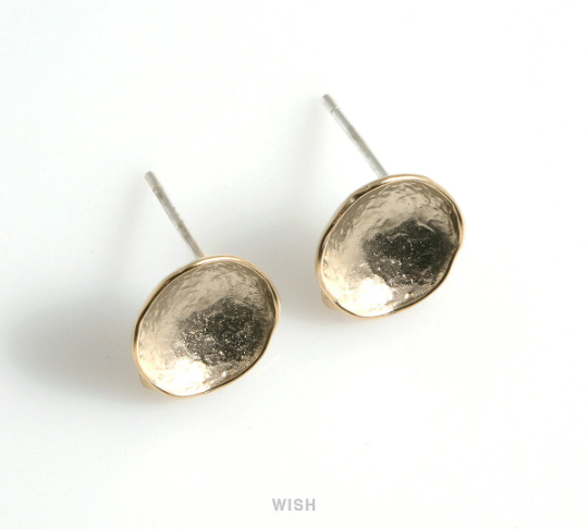 Concave Stud Earrings in Matt Gold, Concave Round Ear Studs / MMG-486-E