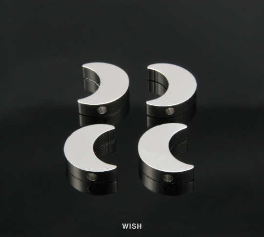 Crescent Beads Pendants in Matte Rhodium, Crescent Moon Beads / MMRH-101-B
