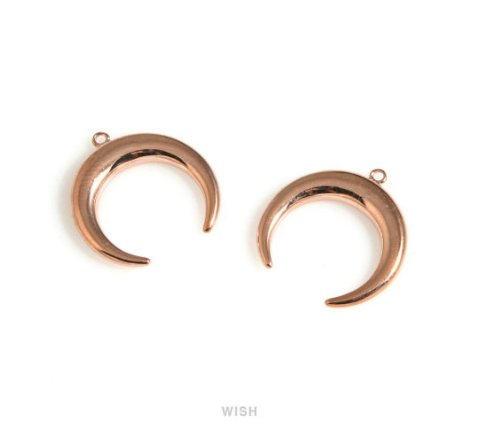 Horn Pendants in Rose Gold, Horn Charms / RG-602-P