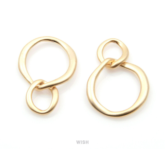 Double Hammered Circle Pendant in Matte Gold, Double Open Circle Charm / MMG-274-P