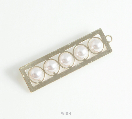 Five Pearl Bar Pendant in Gold, Quintuple Pearl Bar / MG-442-P