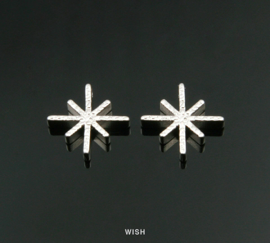 Snowflake Pendant in Matte Rhodium, Snow Crystal Charm / MMRH-264-P